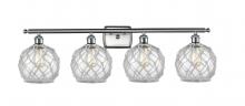 Innovations Lighting 516-4W-SN-G122-8RW - Farmhouse Rope - 4 Light - 38 inch - Brushed Satin Nickel - Bath Vanity Light