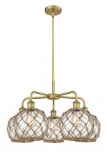 Innovations Lighting 516-5CR-BB-G122-8RB - Farmhouse Rope - 5 Light - 27 inch - Brushed Brass - Stem hung - Chandelier