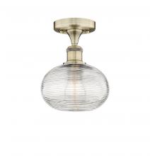 Innovations Lighting 616-1F-AB-G555-8CL - Ithaca - 1 Light - 8 inch - Antique Brass - Semi-Flush Mount