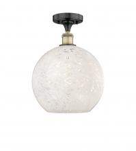 Innovations Lighting 616-1F-BAB-G1216-12WM - White Mouchette - 1 Light - 12 inch - Black Antique Brass - Semi-Flush Mount