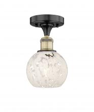 Innovations Lighting 616-1F-BAB-G1216-6WM - White Mouchette - 1 Light - 6 inch - Black Antique Brass - Semi-Flush Mount