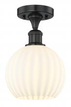 Innovations Lighting 616-1F-BK-G1217-8WV - White Venetian - 1 Light - 8 inch - Matte Black - Semi-Flush Mount