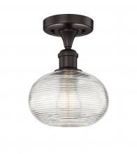 Innovations Lighting 616-1F-OB-G555-8CL - Ithaca - 1 Light - 8 inch - Oil Rubbed Bronze - Semi-Flush Mount