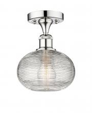 Innovations Lighting 616-1F-PC-G555-8CL - Ithaca - 1 Light - 8 inch - Polished Chrome - Semi-Flush Mount