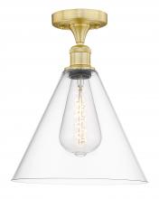 Innovations Lighting 616-1F-SG-GBC-122 - Berkshire - 1 Light - 12 inch - Satin Gold - Semi-Flush Mount