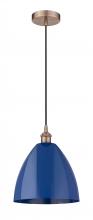 Innovations Lighting 616-1P-AC-MBD-12-BL - Plymouth - 1 Light - 12 inch - Antique Copper - Cord hung - Mini Pendant