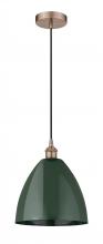 Innovations Lighting 616-1P-AC-MBD-12-GR - Plymouth - 1 Light - 12 inch - Antique Copper - Cord hung - Mini Pendant