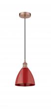 Innovations Lighting 616-1P-AC-MBD-75-RD - Plymouth - 1 Light - 8 inch - Antique Copper - Cord hung - Mini Pendant