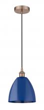 Innovations Lighting 616-1P-AC-MBD-9-BL - Plymouth - 1 Light - 9 inch - Antique Copper - Cord hung - Mini Pendant