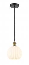 Innovations Lighting 616-1P-BAB-G1217-8WV - White Venetian - 1 Light - 8 inch - Black Antique Brass - Cord Hung - Mini Pendant