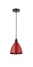 Innovations Lighting 616-1P-BK-MBD-75-RD - Plymouth - 1 Light - 8 inch - Matte Black - Cord hung - Mini Pendant