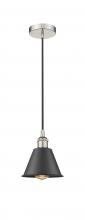  616-1P-PN-M8-BK - Smithfield - 1 Light - 7 inch - Polished Nickel - Cord hung - Mini Pendant