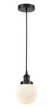 Innovations Lighting 616-1PH-BK-G201-6 - Beacon - 1 Light - 6 inch - Matte Black - Cord hung - Mini Pendant