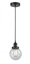 Innovations Lighting 616-1PH-BK-G204-6 - Beacon - 1 Light - 6 inch - Matte Black - Cord hung - Mini Pendant