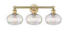 Innovations Lighting 616-3W-BB-G555-8CL - Ithaca - 3 Light - 26 inch - Brushed Brass - Bath Vanity Light