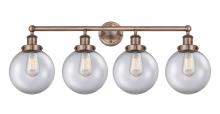 Innovations Lighting 616-4W-AC-G202-8 - Beacon - 4 Light - 35 inch - Antique Copper - Bath Vanity Light