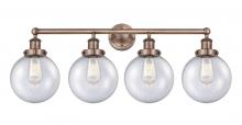 Innovations Lighting 616-4W-AC-G204-8 - Beacon - 4 Light - 35 inch - Antique Copper - Bath Vanity Light