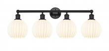 Innovations Lighting 616-4W-BK-G1217-8WV - White Venetian - 4 Light - 35 inch - Matte Black - Bath Vanity Light