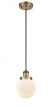 Innovations Lighting 916-1P-BB-G201-6 - Beacon - 1 Light - 6 inch - Brushed Brass - Cord hung - Mini Pendant