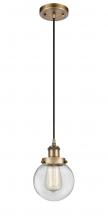 Innovations Lighting 916-1P-BB-G202-6 - Beacon - 1 Light - 6 inch - Brushed Brass - Cord hung - Mini Pendant