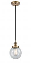 Innovations Lighting 916-1P-BB-G204-6 - Beacon - 1 Light - 6 inch - Brushed Brass - Cord hung - Mini Pendant
