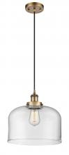  916-1P-BB-G72-L - Bell - 1 Light - 12 inch - Brushed Brass - Cord hung - Mini Pendant