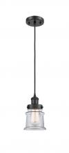 Innovations Lighting 916-1P-BK-G182S - Canton - 1 Light - 6 inch - Matte Black - Cord hung - Mini Pendant