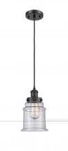 Innovations Lighting 916-1P-BK-G184 - Canton - 1 Light - 6 inch - Matte Black - Cord hung - Mini Pendant