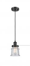 Innovations Lighting 916-1P-BK-G184S - Canton - 1 Light - 6 inch - Matte Black - Cord hung - Mini Pendant