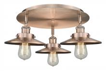 Innovations Lighting 916-3C-AC-M3-AC - Edison - 3 Light - 20 inch - Antique Copper - Flush Mount