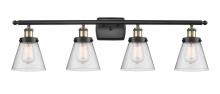 Innovations Lighting 916-4W-BAB-G64 - Cone - 4 Light - 36 inch - Black Antique Brass - Bath Vanity Light