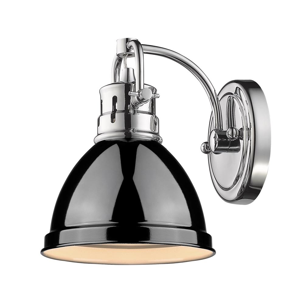 Duncan 1 Light Bath Vanity in Chrome with a Black Shade