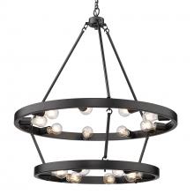 Golden 1019-96 BLK - Castile 2 Tier - 15 Light Chandelier (Top 9, Bottom 6)