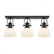 Golden 3118-3SF BLK-OP - Hines 3-Light Semi-Flush in Matte Black with Opal Glass