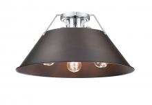 Golden 3306-3FM CH-RBZ - Orwell 3-Light Flush Mount in Chrome with Rubbed Bronze