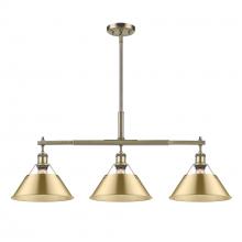 Golden 3306-LP AB-BCB - Orwell 3-Light Linear Pendant in Aged Brass with Brushed Champagne Bronze