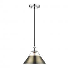 Golden 3306-M CH-AB - Orwell 10" Wide Medium Pendant in Chrome with Aged Brass