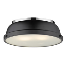 Golden 3602-14 CH-BLK - Duncan 14" Flush Mount in Chrome with a Matte Black Shade