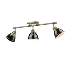 Golden 3602-3SF AB-BK - Duncan 3-Light Semi-Flush - Track Light in Aged Brass with Black