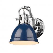 Golden 3602-BA1 CH-NVY - Duncan CH 1 Light Bath Vanity in Chrome with Navy Blue Shade