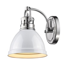 Golden 3602-BA1 CH-WH - Duncan 1 Light Bath Vanity in Chrome with a White Shade