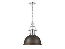 Golden 3602-L CH-RBZ - Duncan 1-Light Pendant with Chain in Chrome with Rubbed Bronze