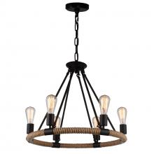 CWI Lighting 9671P25-6-101 - Ganges 6 Light Up Chandelier With Black Finish