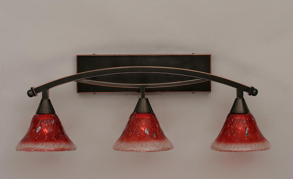 Three Light Black Copper Raspberry Crystal Glass Vanity