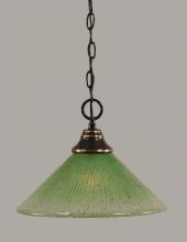  10-BC-447 - One Light Black Copper Kiwi Green Crystal Glass Down Pendant