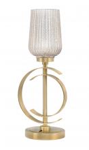  56-NAB-4253 - Accent Lamp, New Age Brass Finish, 5" Silver Textured Glass