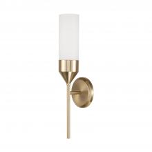  652411MA - 1-Light Cylindrical Sconce in Matte Brass with Soft White Glass