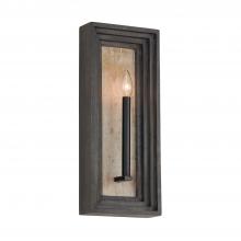  654011EB - 1-Light Candle Sconce in Matte Black and Handcrafted Mango Wood in Espresso Stain