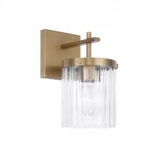  656211AD-555 - 1-Light Sconce in Aged Brass with Clear Beveled Fluted Glass