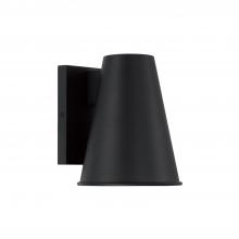  955111BK - 1-Light Outdoor Night Sky Friendly Cone Wall Lantern in Black with Painted White Interior